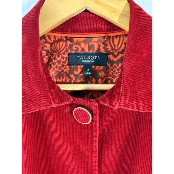 Vintage Talbots Red Corduroy Blazer Jacket 90s Retro Women’s Sz 12 Button Front - Picture 5 of 10